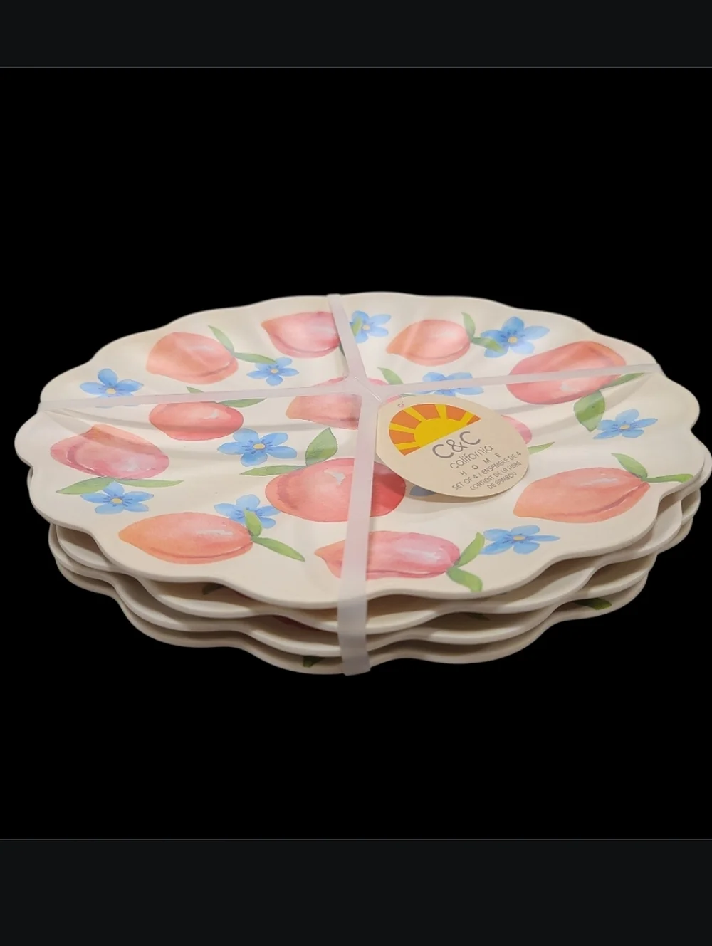4 Sweet Georgia Peach Indoor Outdoor Scalloped Melamine 11